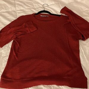 Orange Red waffle knit pullover sweater from Sonoma